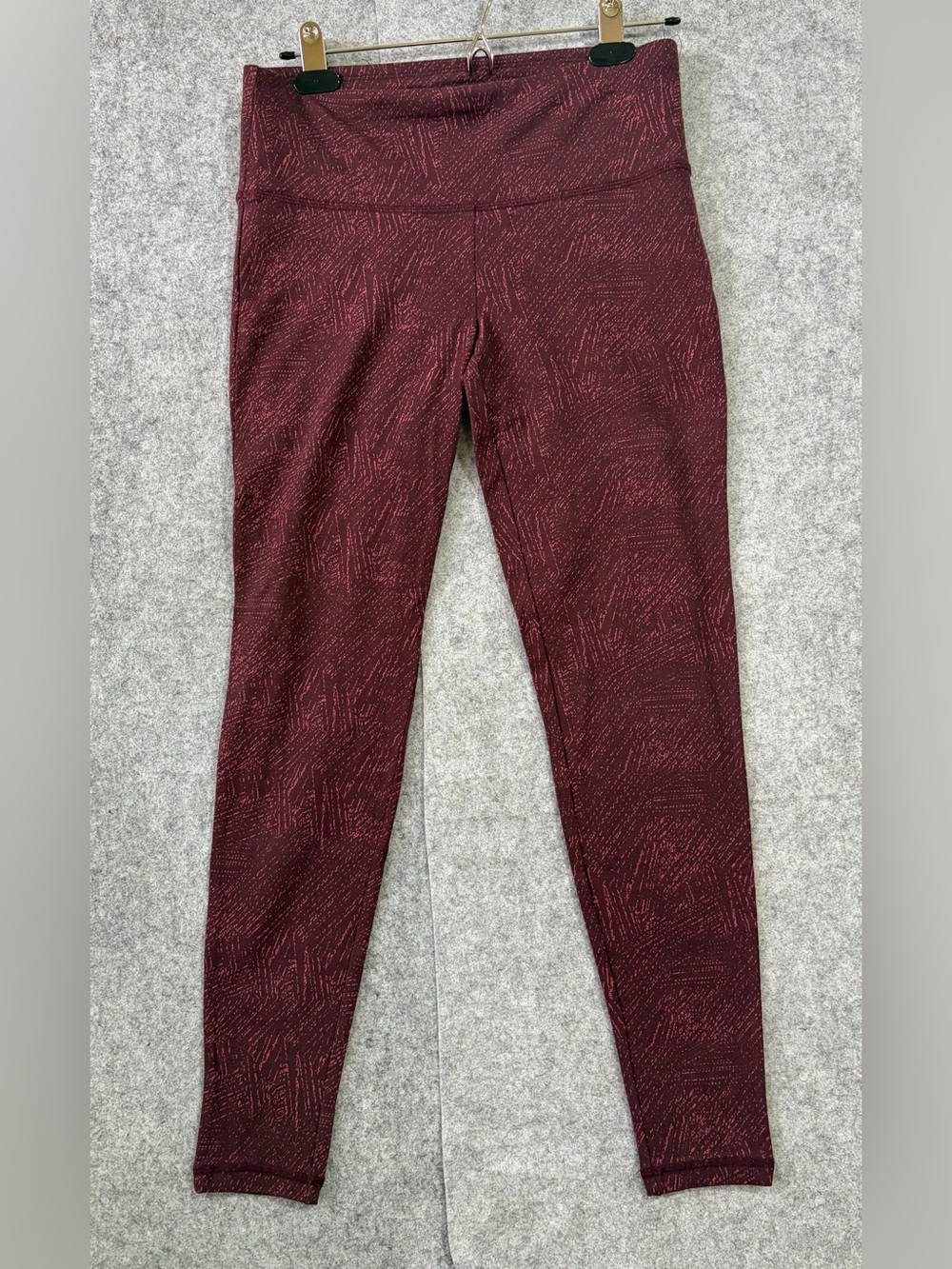 Spalding Maroon Patterned High-Waist Activewear Leggings
